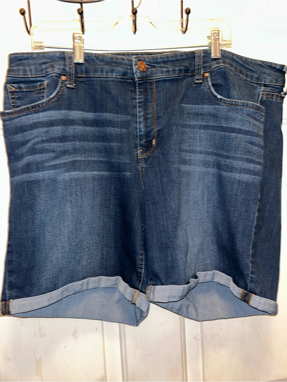 Jessica Simpson Dark Blue Rolled-Hem Denim Shorts